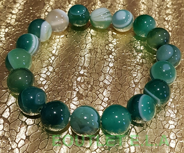 10mm GENUINE GREEN AGATE BRACELET-18cm